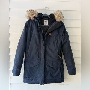 Fjallraven Nuuk Down Parka Coat Navy
 Blue Size S